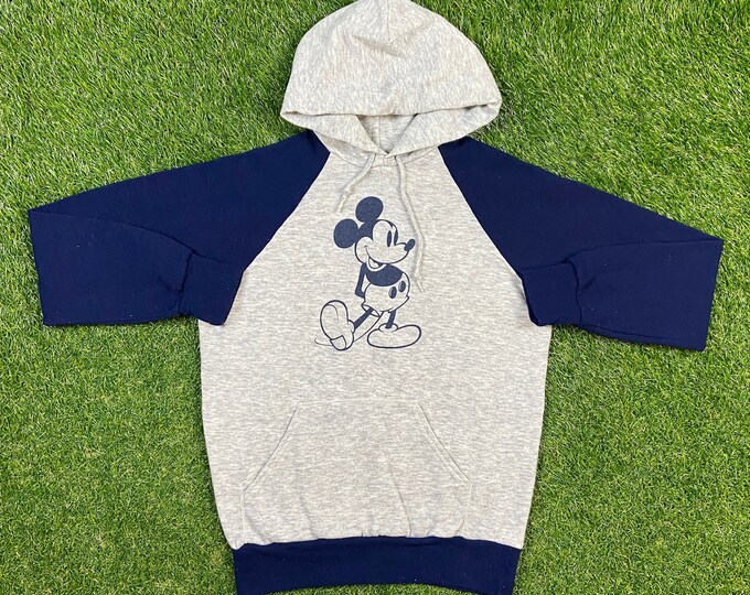 Vintage Mickey Mouse Hoodie Sweatshirt Size Medium M Disneyland Walt Disney World Magic Kingdom Pull Over 1980s 80s Tri Blend
