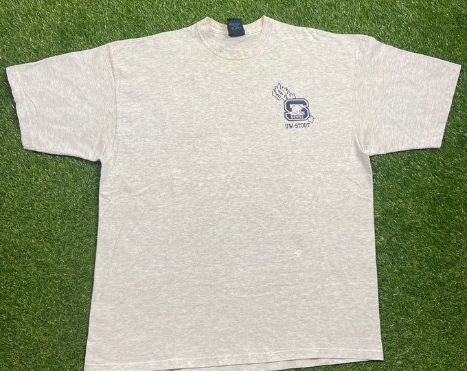 Vintage University of Wisconsin Stout Devils T Shirt Tee Soffe's Choice Made USA Size XXL 2XL NCAA College Football 1990s 90s