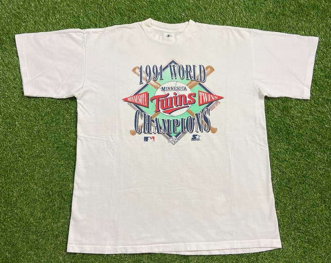 Vintage Minnesota Twins 1991 World Series Champions T Shirt Tee Starter Made USA Size XL MLB Baseball 1990s 90s