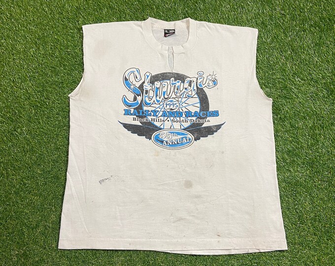 Vintage Sturgis 1995 Rally & Races T Shirt Tee Made USA Size Xtra Large XL Black Hills South Dakota Harley Davidson Bike Week HOG 1990s 90s