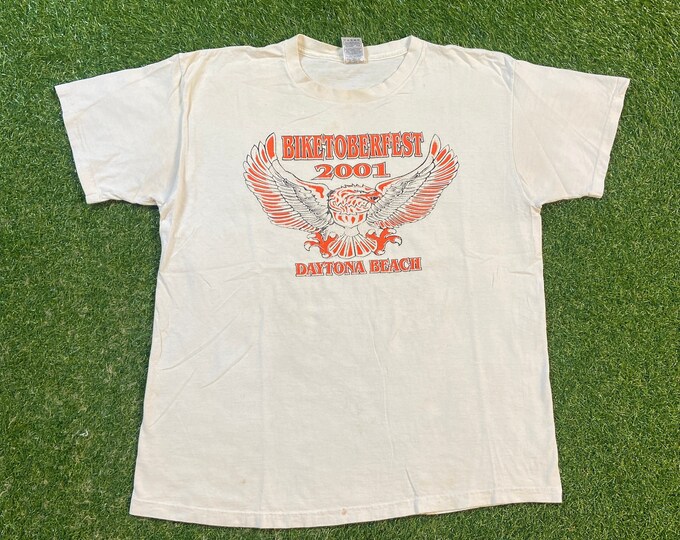 Vintage Biketoberfest Daytona Beach 2001 T Shirt Tee Size Xtra Large XL Florida Harley Davidson HOG 3D Eagle Motorcycle Truckers Biker 00s