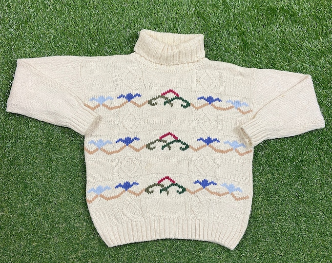 Vintage Jean Pierre Knitted Turtleneck Sweater Size Medium M Quality 90s Comfortable Fit 1990s