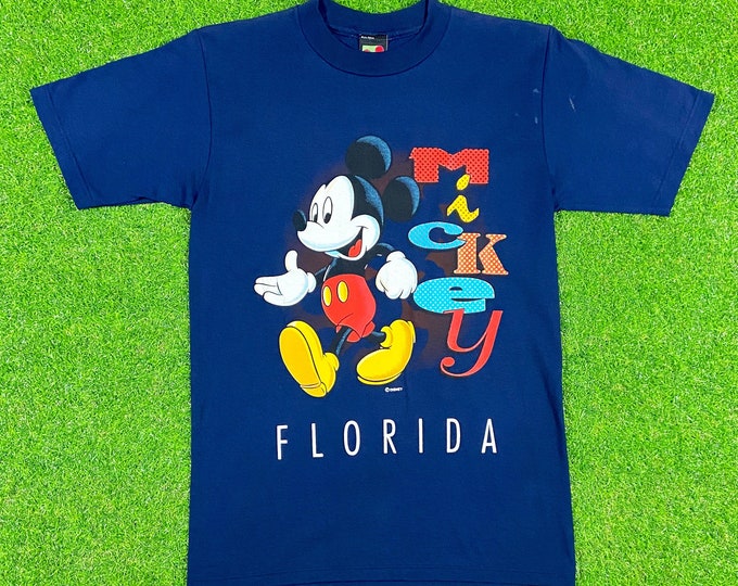 Vintage Mickey Mouse Florida Tee T Shirt Mickey Unlimited 1990s Walt Disney World Classic 90s Magic Kingdom Orlando FL Size Small Made USA
