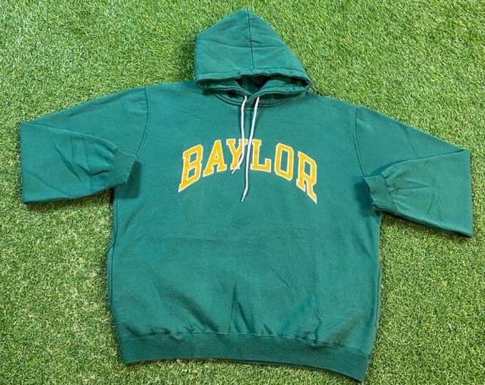 Vintage Baylor University Hoodie Sweatshirt Size Xtra Large XL NCAA College Football Waco Texas 1990s 90s Pull Over Oversized