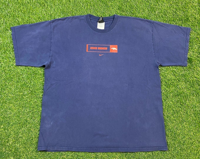 Vintage Denver Broncos T Shirt Tee Nike Made USA Size Xtra Large XL NFL Football Colorado Elway 1990s 90s