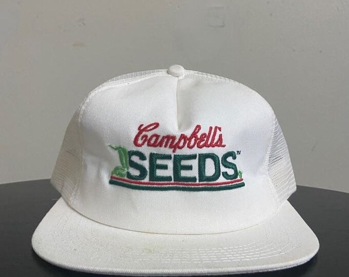 Vintage Campbells Seeds Snapback Hat OSFA Agricultural Gardening 1980s 80s K Brand Trucker Rare