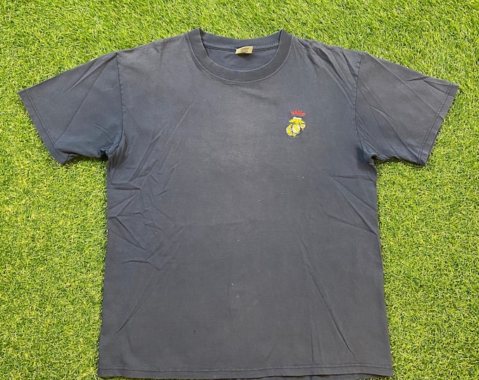 Vintage USMC Marines Corps T Shirt Tee Mj Soffe Made USA Size Large L Marines Army United States Military Veteran