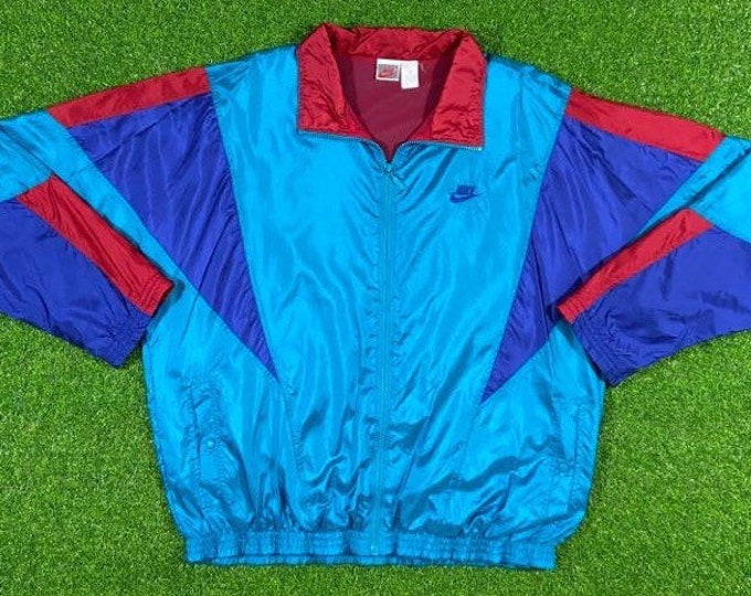 Vintage Nike Windbreaker Jacket Zip Up Jacket Just Do It! Sportswear Large Athletic Wear Classic 90's 1990s Light Rain Jacket Coat