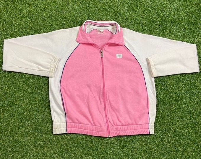 Vintage Nike Track Sweatshirt Size Large L Nike Swoosh Check Mark Just Do It Classic Air Jordan 1980s 80s Original Zip Up Sweater