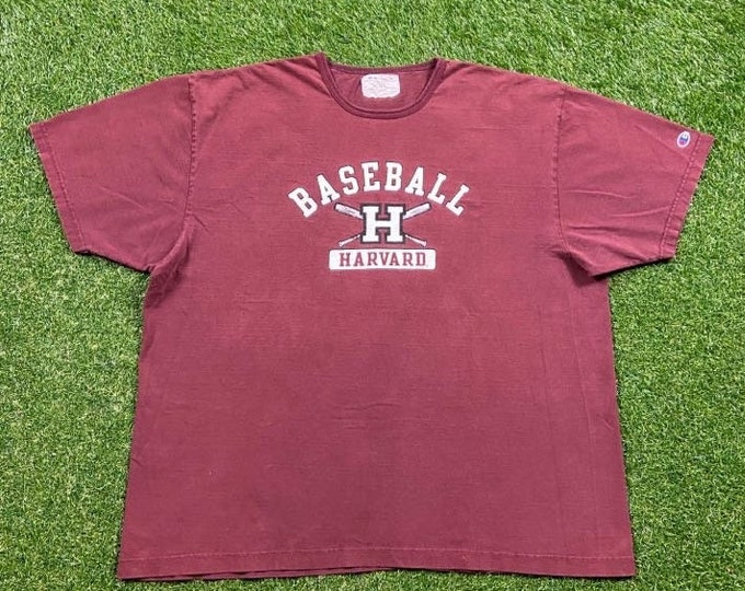 Vintage Harvard Baseball T Shirt Tee Champion Size XXL 2XL Harvard University NCAA College Classic Law Ivy League Cambridge Massachusetts