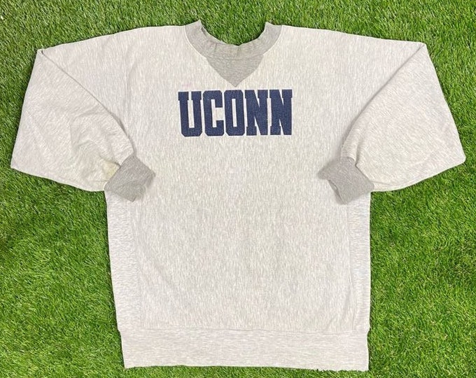 Vintage University of Connecticut Huskies UCONN Ncaa Crewneck Sweatshirt XXL Made USA Basketball 1990's 90's Oversized XXll