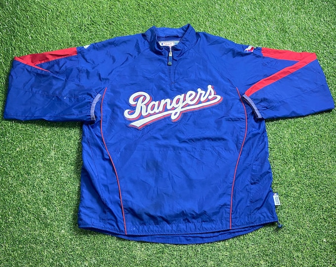 Vintage Texas Rangers Windbreaker Jacket Majestic Size Large L MLB Baseball Arlington Nolan Ryan Light Rain Coat 1990s 90s