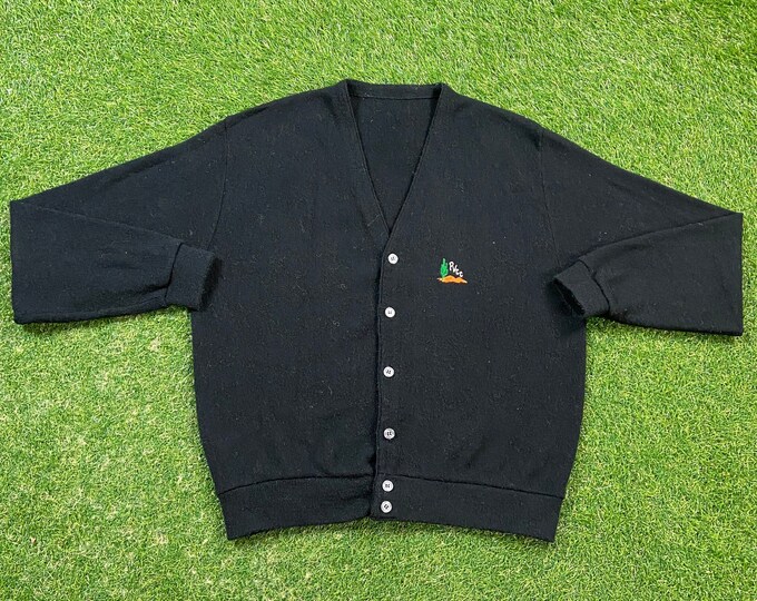 Vintage Black Cardigan Sweater Size Medium M Quality Great Fit 1990s 90s Comfy Button Down Warm