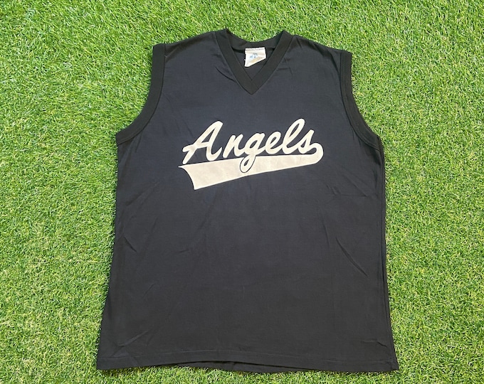 Vintage Anaheim Angels Sleeveless Shirt Made USA Size Large L MLB Baseball California 1990s 90s