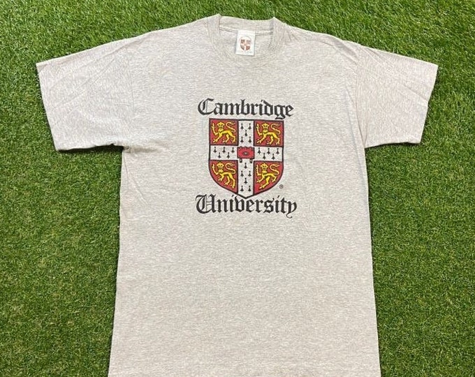 Vintage Cambridge University T Shirt Tee Size Large L Made in UK United Kingdom UK England Europe College 1990s 90s