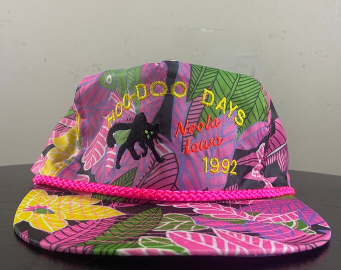 Vintage Neola Loua Strap Back Hat Size Small / Medium Multicolor Classic Trucker Hat Rare Cap 1980s 80s
