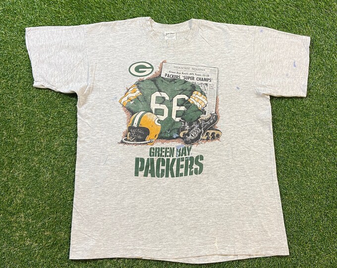Vintage Green Bay Packers T Shirt Tee Front Page Made USA Size Xtra Large XL NFL Football Wisconsin Pack T-Shirt Cheese Head Brett Farve 90s