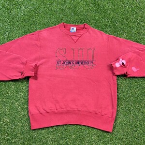Vintage St. John&#39;s University SJU Crewneck Sweatshirt Champion Made USA Size Medium M Red Storm NCAA College Basketball Oversized 90&#39;s 1990s