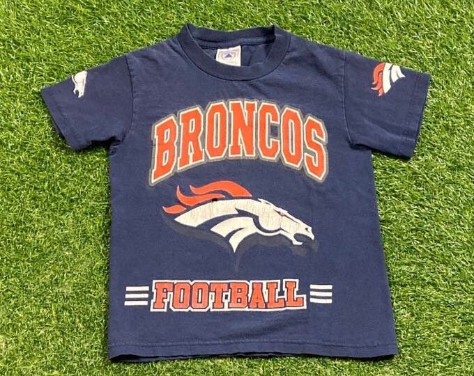Vintage Denver Broncos T Shirt Tee Made USA Size Youth Small NFL Football Colorado John Elway Super Bowl 1990s 90s