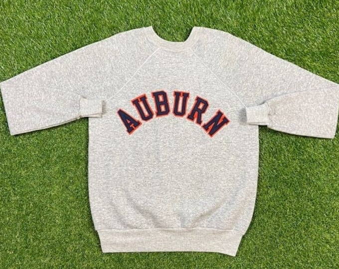Vintage Auburn University Tigers Crewneck Sweatshirt Made USA Size Large L NCAA Football Alabama Sec War Eagle Pull Over Tri Blend 1980s 80s