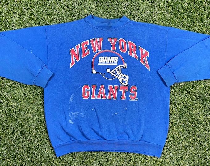 Vintage New York Giants Crewneck Sweatshirt Logo 7 Made USA Size Large L NFL Football Ny Meadowlands Pull Over 1990s 90s