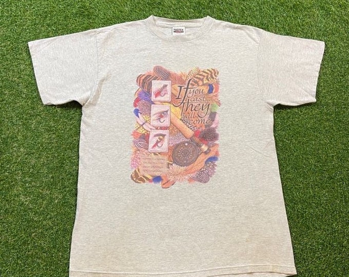 Vintage Fishing If You Cast They Will Come T Shirt Tee Tultex Size Xtra Large XL Planet Ocean Funny 1980s 80s Fishing Comedy Shirt