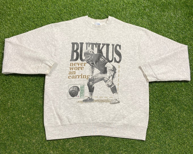 Vintage Chicago Bears Dick Butkus Crewneck Sweatshirt Made USA Size XL NFL Football Illinois 1990s 90s Da Bears Pull Over Oversized