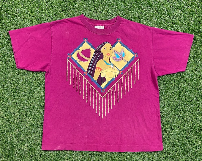 Vintage Pocahontas T Shirt Tee Made USA Size Youth Large L Walt Disney World Magic Kingdom 1995 Animation Film