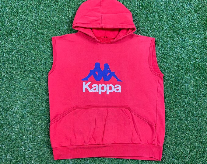 Vintage Kappa Sleeveless Hoodie Sweatshirt Size Medium M Italy Italian Classic Sportswear Pull Over Oversized