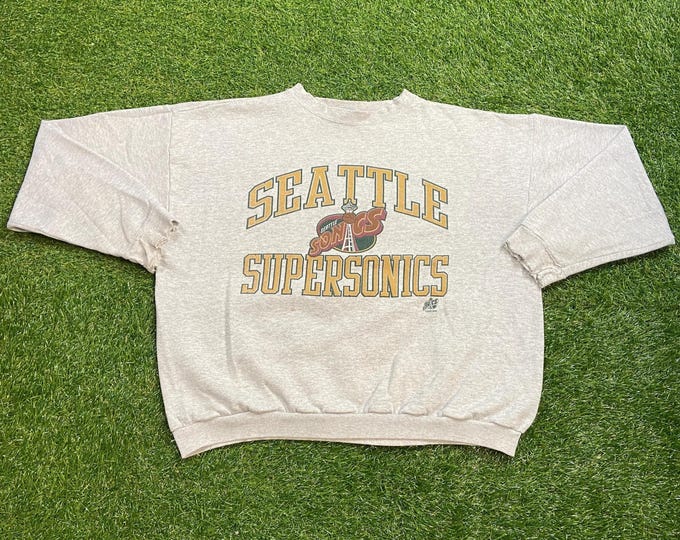 Vintage Seattle SuperSonics Crewneck Sweatshirt Made USA Size Xtra Large XL NBA Basketball Super Sonics Thunder Old Logo Pull Over Oversized