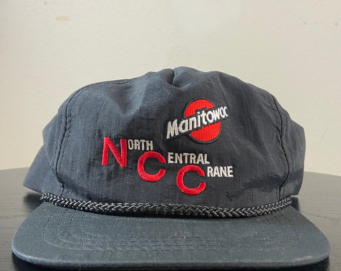 Vintage North Central Crane Snapback Hat Yupoong OSFA Tractor Machinery Manufacturer 1980s 80s