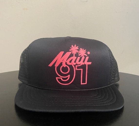 Vintage Maui 91 Hawaii Snapback Hat Hawaiian Headwear OSFA