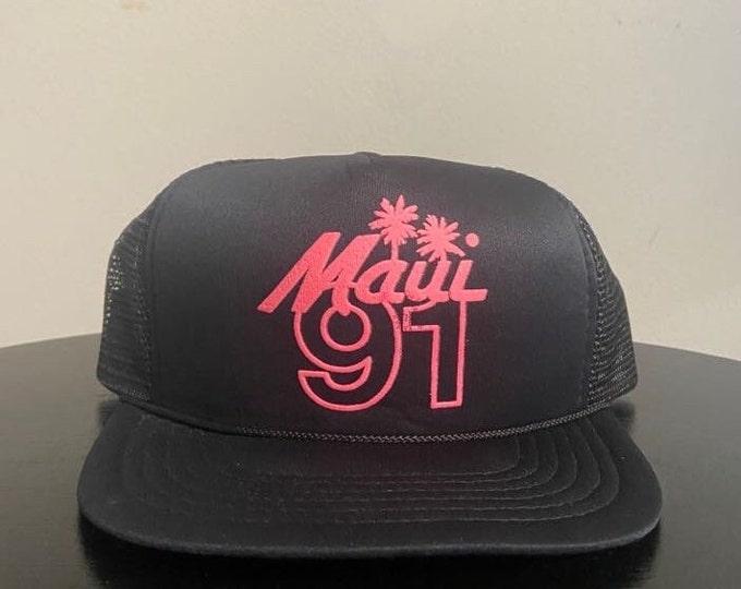 Vintage Maui 91 Hawaii Snapback Hat Hawaiian Headwear OSFA Waikiki Honolulu Manoa Island Beach Classic 1990s 90s