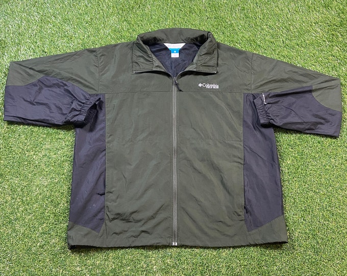 Vintage Columbia Windbreaker Jacket Size XXL 2XL Sportswear Light Rain Coat 1990s 90s Outdoor Hiking Waterproof Rain