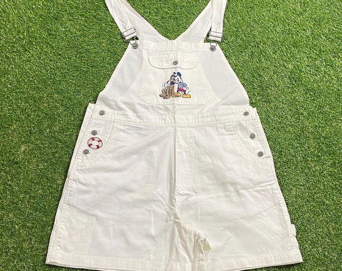 Vintage Mickey Mouse and Pluto Overalls The Disney Store Size Large L Walt Disney World Magic Kingdom Disneyland WDW 1990s 90s