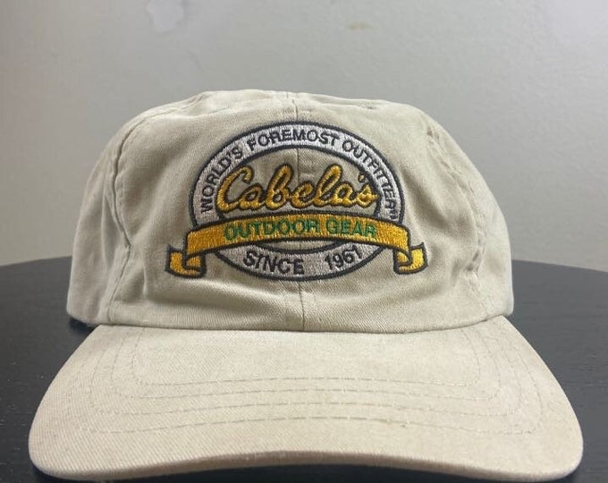 Vintage Cabelas Strap Back Hat Paramount Headwear OSFA American Apparel Outdoor Wear Work Wear Rugged 1990s 90s Fishing Hunting