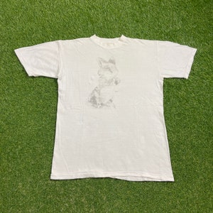 Vintage Hund Portrait T Shirt T-Shirt Größe Medium M Welpe Hunderasse 1990er Jahre 90er Jahre Fox Rollins
