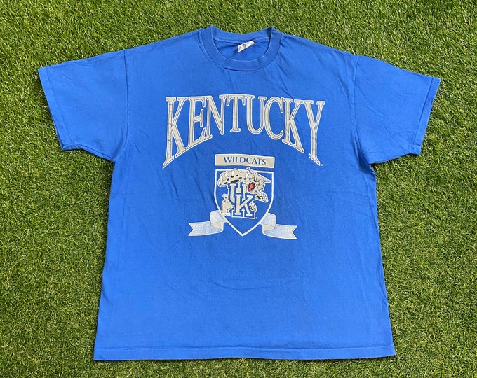 Vintage University of Kentucky Wildcats T Shirt Tee Made Usa Size XL NCAA College Basketball Lexington Go Big Blue College UK Classic 1990s