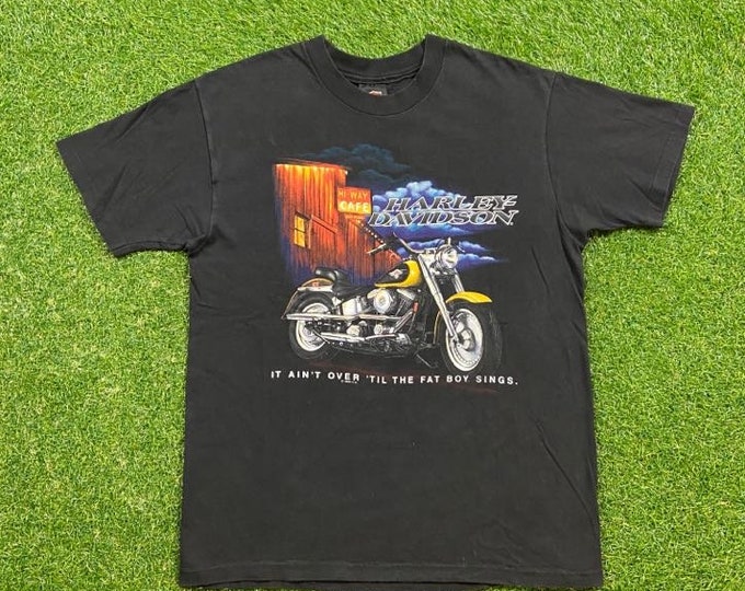 Vintage Harley Davidson T Shirt Tee Hanes Made USA Size Large L HOG Bloomington Illinois 3D Eagle Motorcycle Truckers Biker Classic