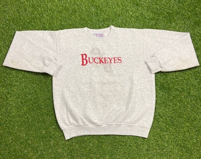 Vintage Ohio State University Crewneck Sweatshirt Made USA Size Medium M Cleveland NCAA College Football Basketball OSU 1990s 90s Pull Over