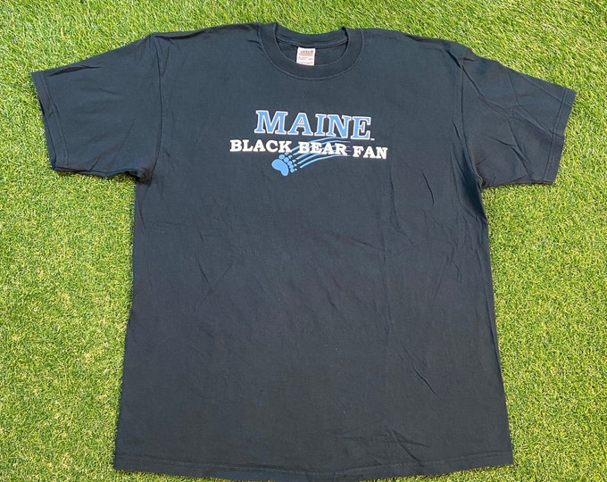 Vintage University of Maine T Shirt Tee Anvil Size XXL 2XL Black Bear Fan NCAA College Basketball New England 1990s 90s