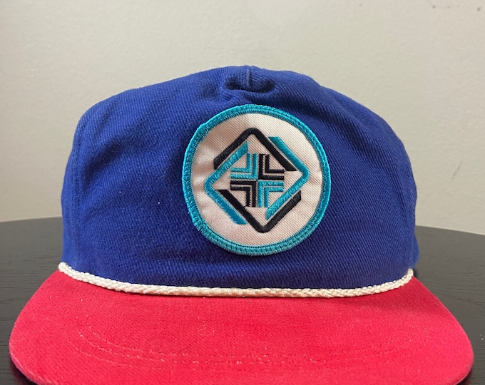 Vintage Blue and Red Snapback Hat OSFA 1980s 80s rope original