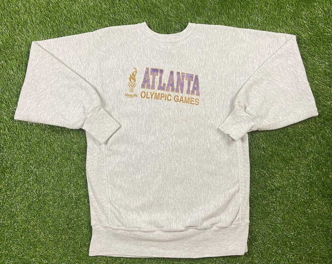 Vintage 1996 Olympics Atlanta USA Crewneck Sweatshirt Champion Reverse Weave Made USA Xtra Large Xl Torch 1990s 90s ATL Georgia Pull Over