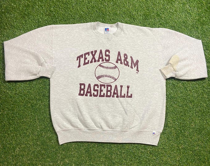 Vintage Texas A&M Aggies Crewneck Sweatshirt Made USA Size Xtra Large XL NCAA College Baseball College Station Classic Pull Over Oversized