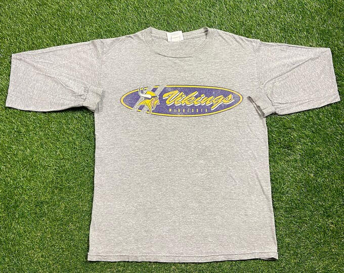 Vintage Minnesota Vikings Long Sleeve T Shirt Tee CSA Made USA Size Medium M NFL Football Randy Moss 1990s 90s