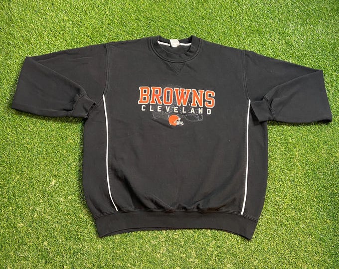 Vintage Cleveland Browns Crewneck Sweatshirt Size Xtra Large XL NFL Football Ohio Cavs Orange Dog Pound Pull Over Oversized 1990s 90s
