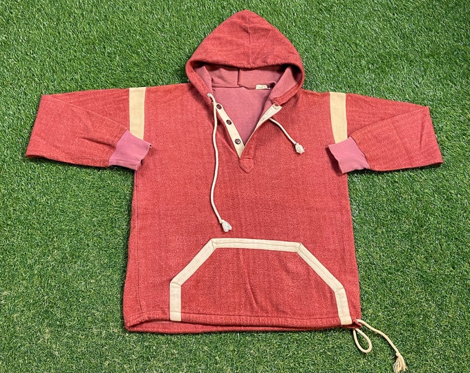 Vintage Multicolor Hoodie Sweatshirt Size Medium M Quality 1970s Comfy Great Fit Original 70s Pull Over