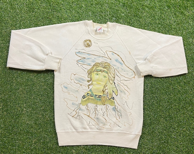 Vintage Native Sprit Crewneck Sweatshirt Jerzees Made USA Size Medium M Indigenous People Native American 1990s 90s Indian Tribe Pull Over