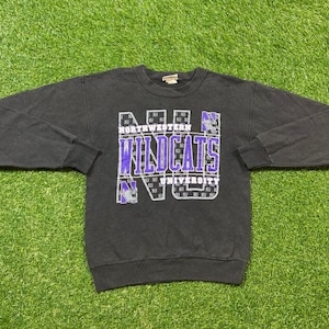 Vintage University of Northwestern Wildcats Crewneck Sweatshirt Made USA Size Large NCAA College Basketball 1990s Classic Pull Over 90s