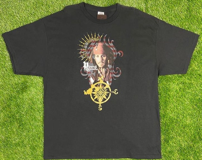 Vintage Pirates of the Caribbean T Shirt Tee Disney Film Delta Size XXL 2XL Walt Disney World 2003 Animation Film Movie Promo